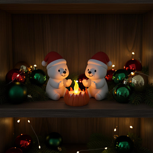 IJsbeer kerstdecoratie met LED – winter dierenfiguur – schattige kerst tafeldecoratie – mini kerstscène kerstdorp – origineel kerstcadeau