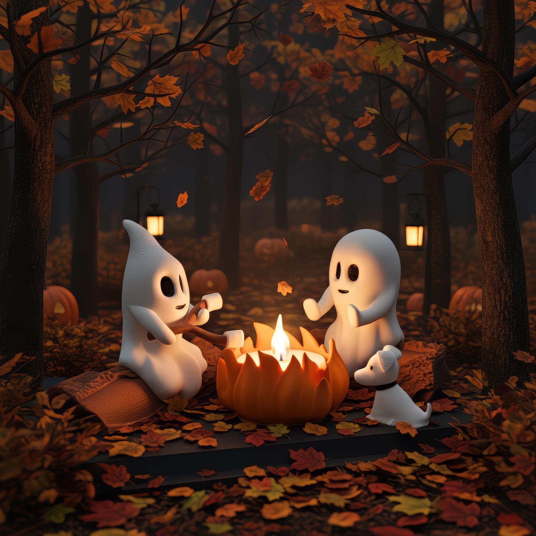 Ghost Campfire Geister am Lagerfeuer im Herbstwald