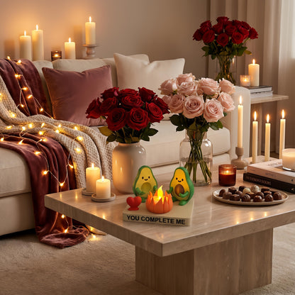 Gepersonaliseerde Avocado Waxinelichthouder voor Stellen - Uniek Valentijn Cadeau voor Haar en Hem - Gezellige Woondecoratie