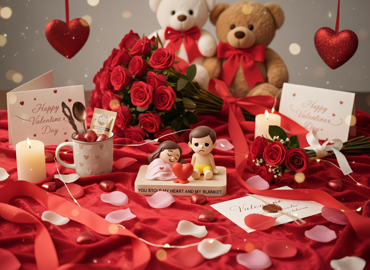 Süße Paar Figur im Bett – Lustiges Geschenk für Paare zum Zusammen Schlafen