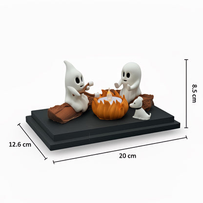 Halloween Spook Kampvuur Decoratie met LED Licht | Schattige Geest Beeldjes | Unieke Herfst & Halloween Tafeldecoratie