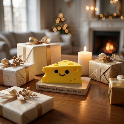 Origineel verjaardagscadeau – grappig kaasje op voet – bureau decoratie – tekst op de voorkant personaliseerbaar – cadeau voor hem/haar