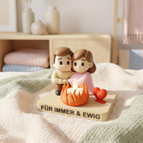 Lagerfeuer-Paar LED-Teelichthalter “You Melt My Heart” – Personalisiertes Geschenk mit Wunschtext