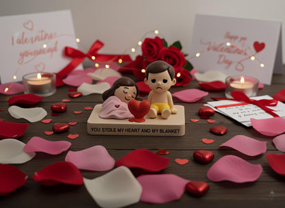 Süße Paar Figur im Bett – Lustiges Geschenk für Paare zum Zusammen Schlafen