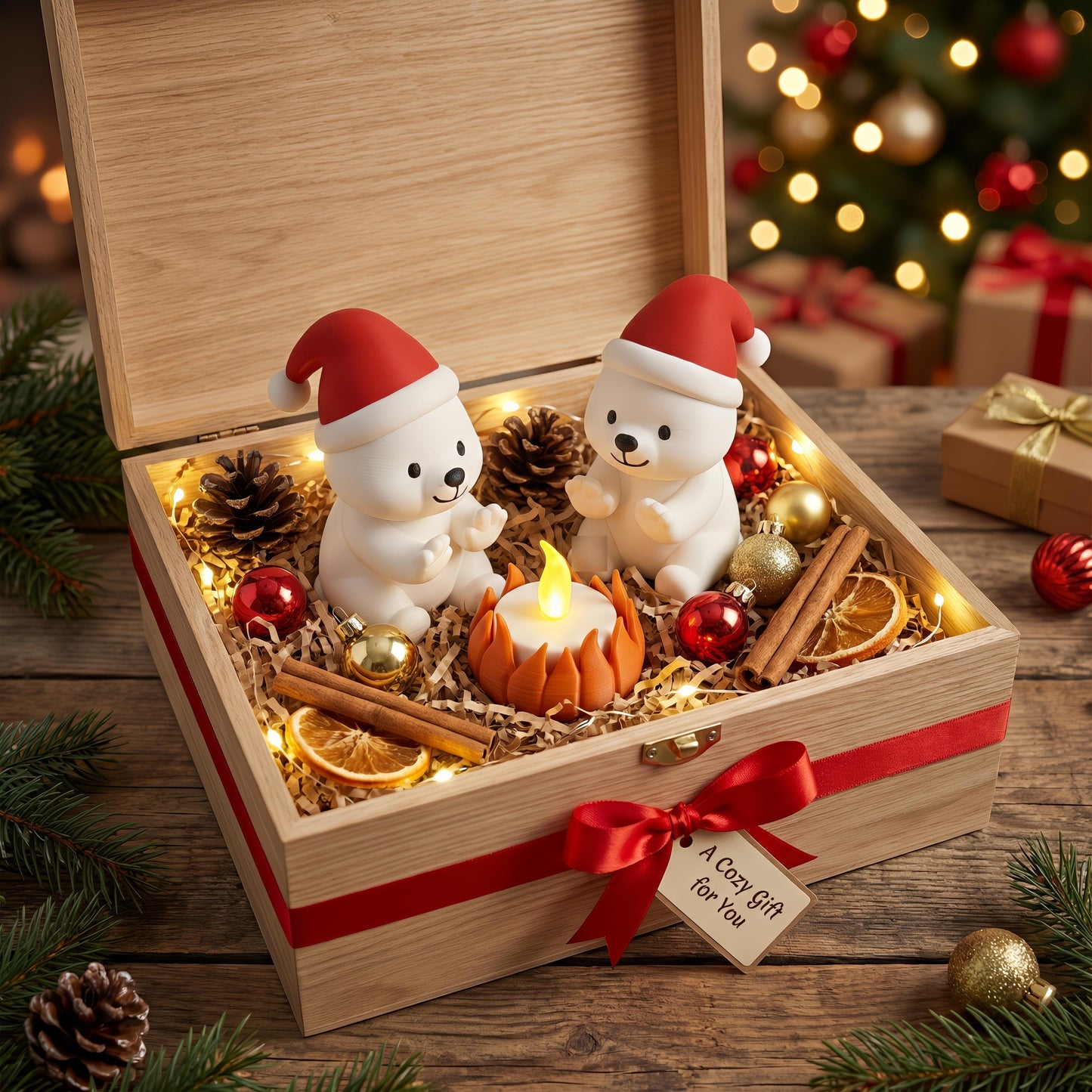 IJsbeer kerstdecoratie met LED – winter dierenfiguur – schattige kerst tafeldecoratie – mini kerstscène kerstdorp – origineel kerstcadeau