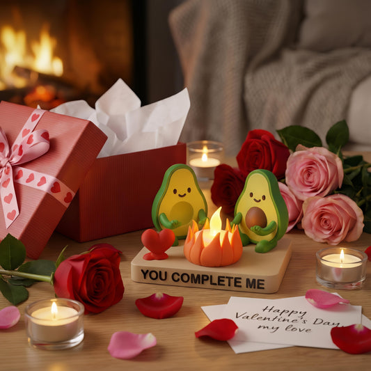 Gepersonaliseerde Avocado Waxinelichthouder voor Stellen - Uniek Valentijn Cadeau voor Haar en Hem - Gezellige Woondecoratie