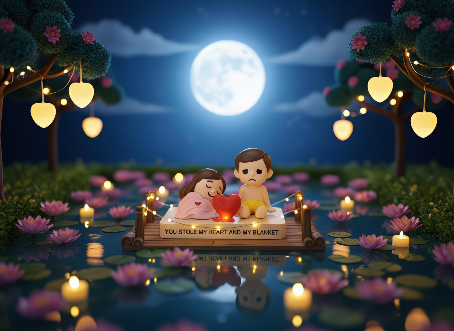 Süße Paar Figur im Bett – Lustiges Geschenk für Paare zum Zusammen Schlafen