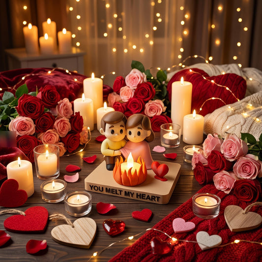 Personalisierter LED-Teelichthalter für Paare am Lagerfeuer „Du lässt mein Herz schmelzen“ – Romantisches Valentinstagsgeschenk