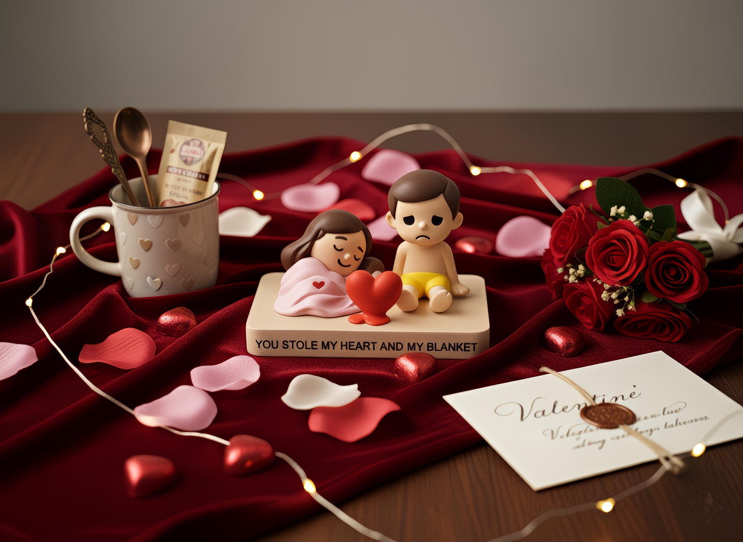 Süße Paar Figur im Bett – Lustiges Geschenk für Paare zum Zusammen Schlafen