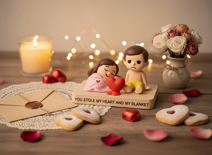 Süße Paar Figur im Bett – Lustiges Geschenk für Paare zum Zusammen Schlafen