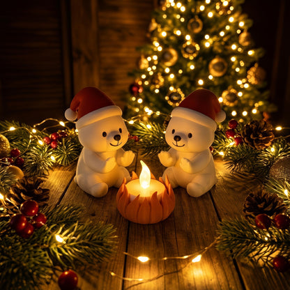 IJsbeer kerstdecoratie met LED – winter dierenfiguur – schattige kerst tafeldecoratie – mini kerstscène kerstdorp – origineel kerstcadeau