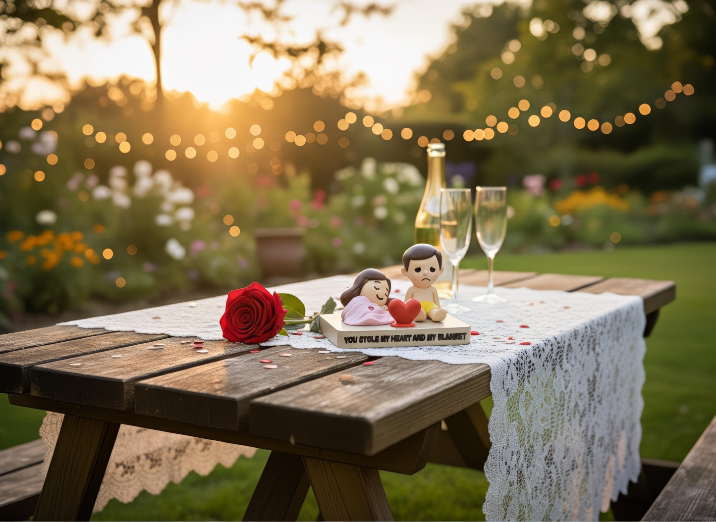 Süße Paar Figur im Bett – Lustiges Geschenk für Paare zum Zusammen Schlafen