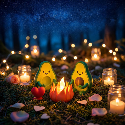 Gepersonaliseerde Avocado Waxinelichthouder voor Stellen - Uniek Valentijn Cadeau voor Haar en Hem - Gezellige Woondecoratie