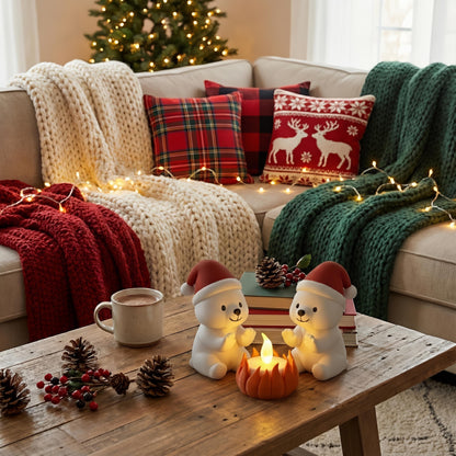 IJsbeer kerstdecoratie met LED – winter dierenfiguur – schattige kerst tafeldecoratie – mini kerstscène kerstdorp – origineel kerstcadeau