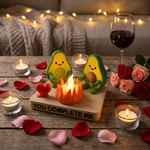 Personalisierte Avocado Geschenk für Paare - Einzugsgeschenk & Hochzeitsgeschenk - Romantische Deko mit LED