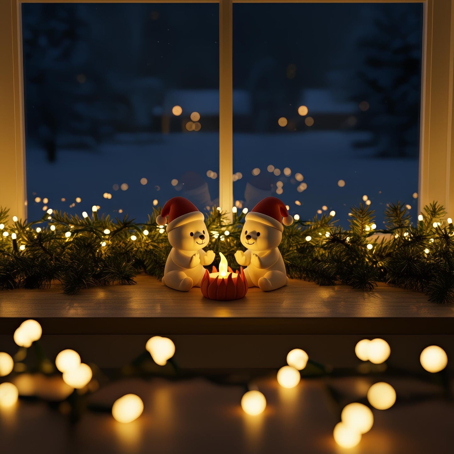 IJsbeer kerstdecoratie met LED – winter dierenfiguur – schattige kerst tafeldecoratie – mini kerstscène kerstdorp – origineel kerstcadeau