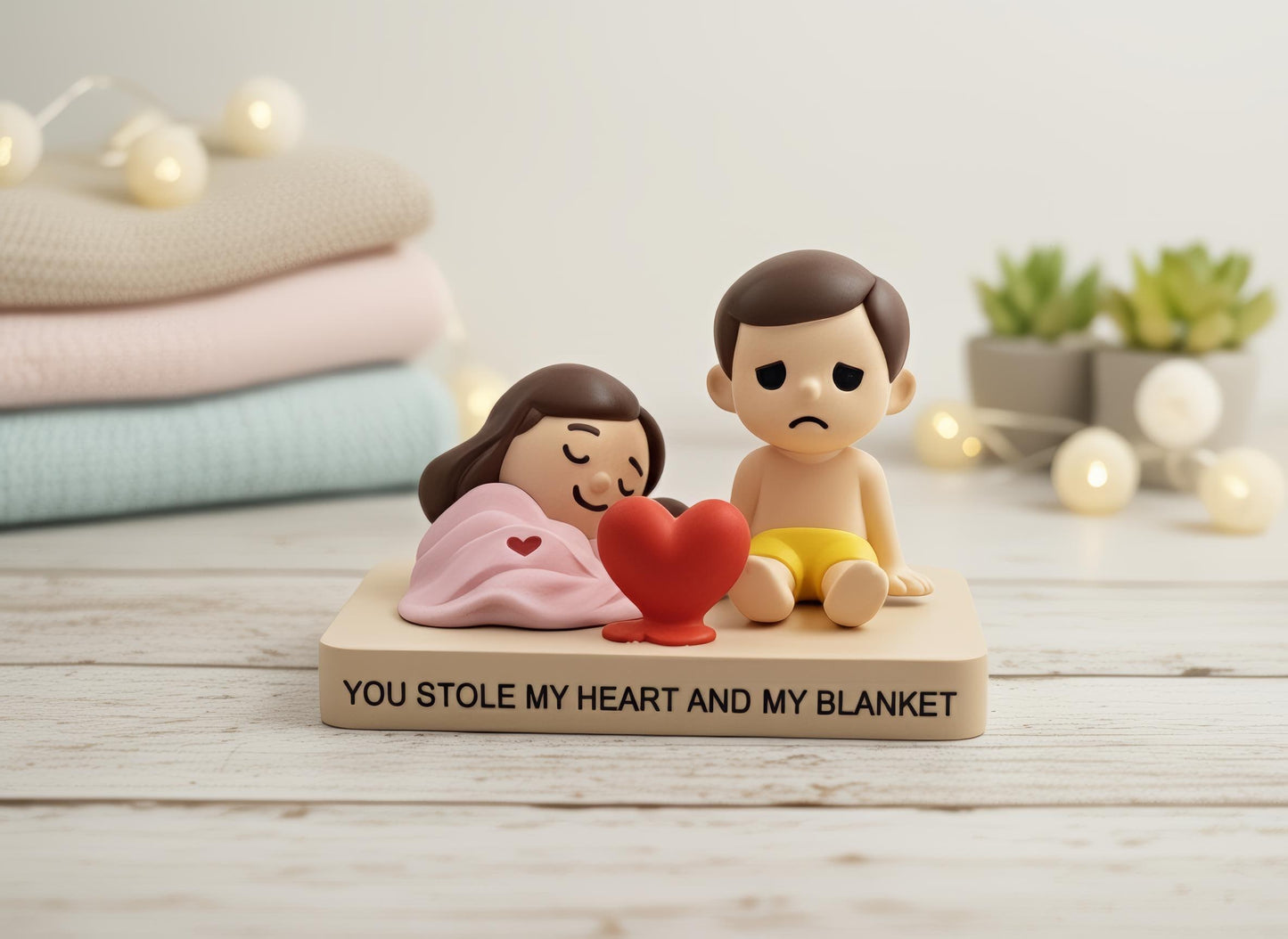 Süße Paar Figur im Bett – Lustiges Geschenk für Paare zum Zusammen Schlafen